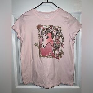 Girl’s sz 16 Light Pink Horse Graphic Tee